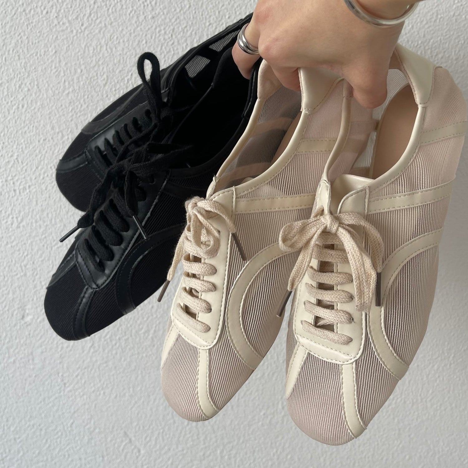 see through mesh shoes / beige