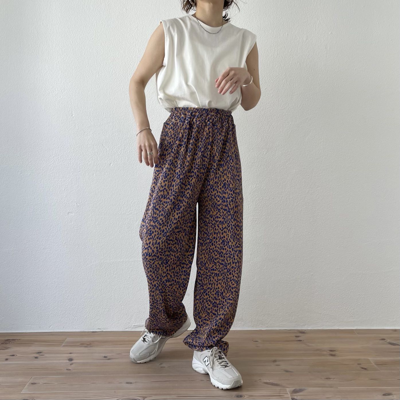 "osaka" leopard pleats pants / blue