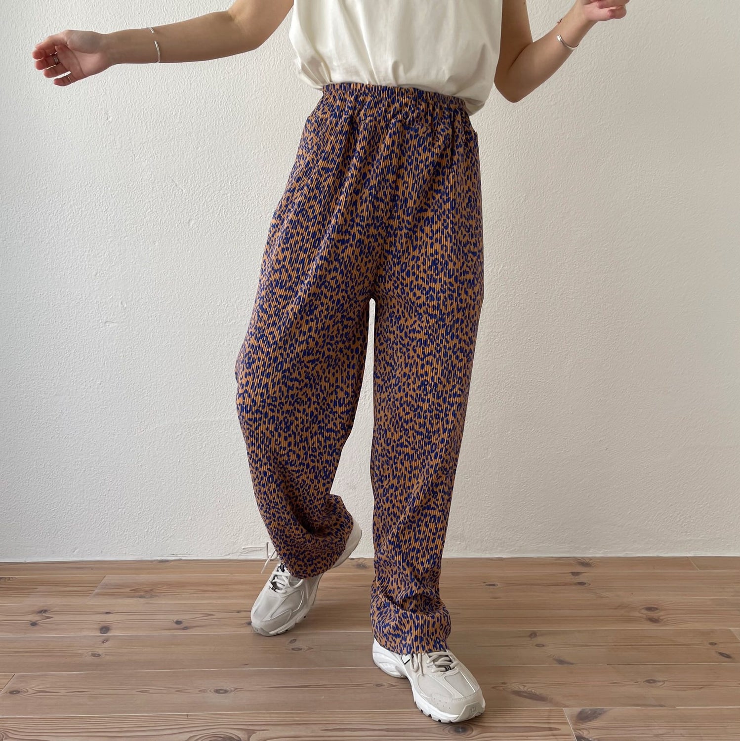 "osaka" leopard pleats pants / blue