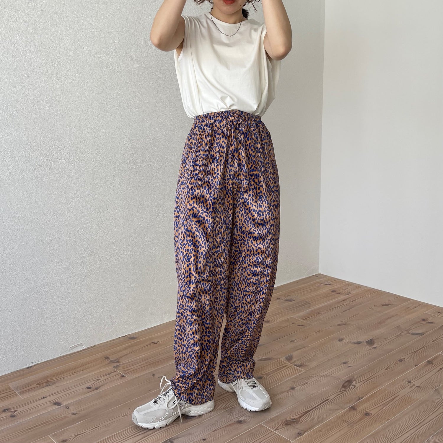 "osaka" leopard pleats pants / blue