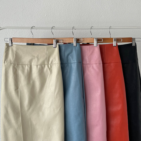 【SAMPLE】eco leather wrap skirt / pink