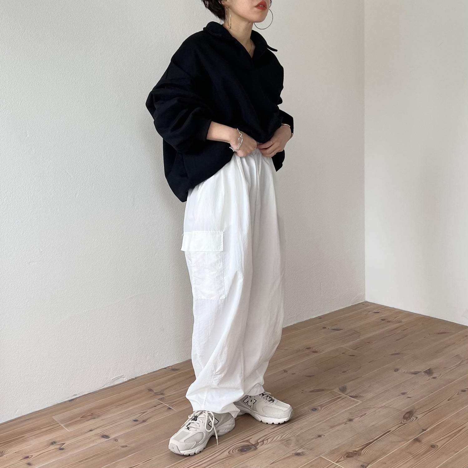 over size volume sleeve sweat / black | wee9s | ウィークス 