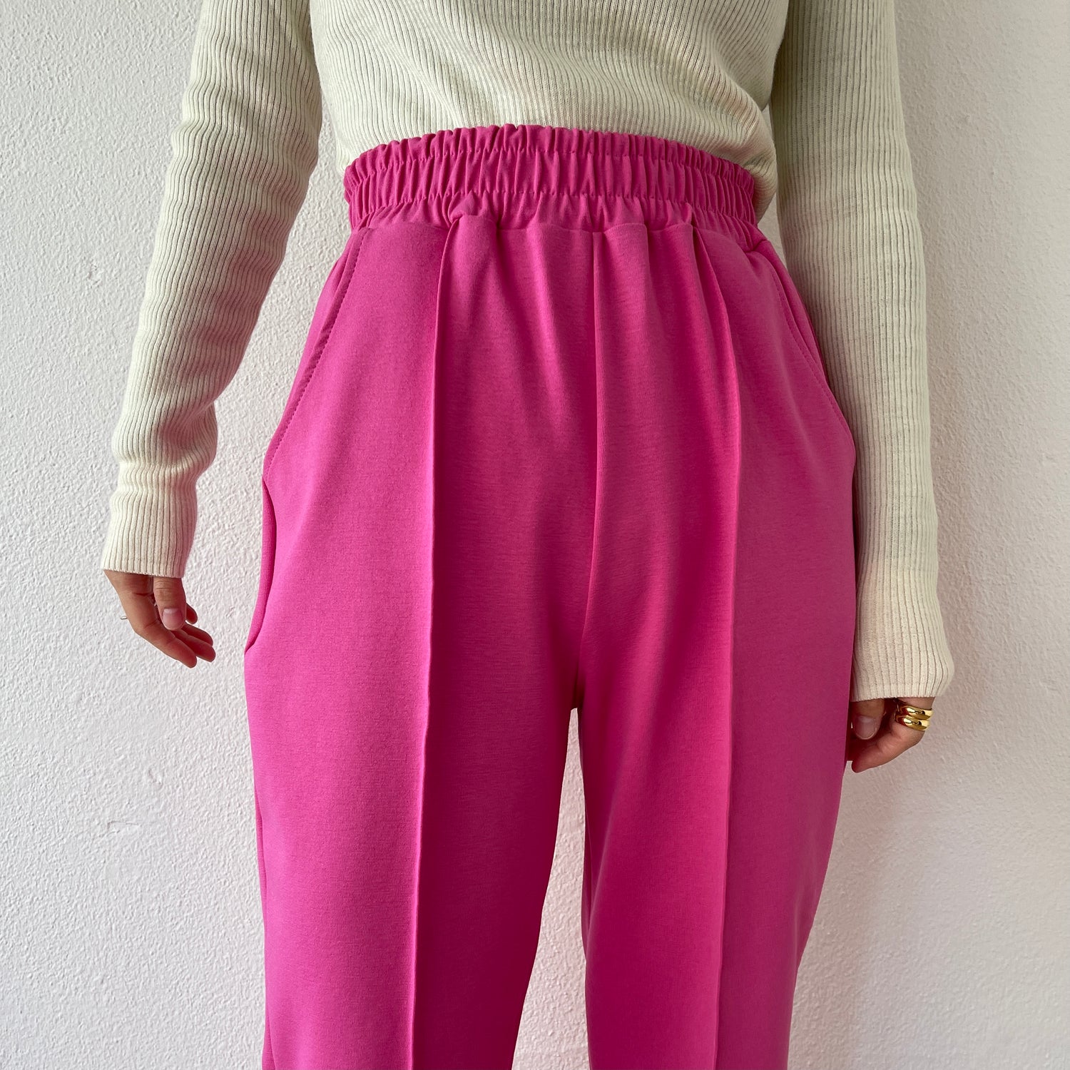 center line relax sweat pants / pink