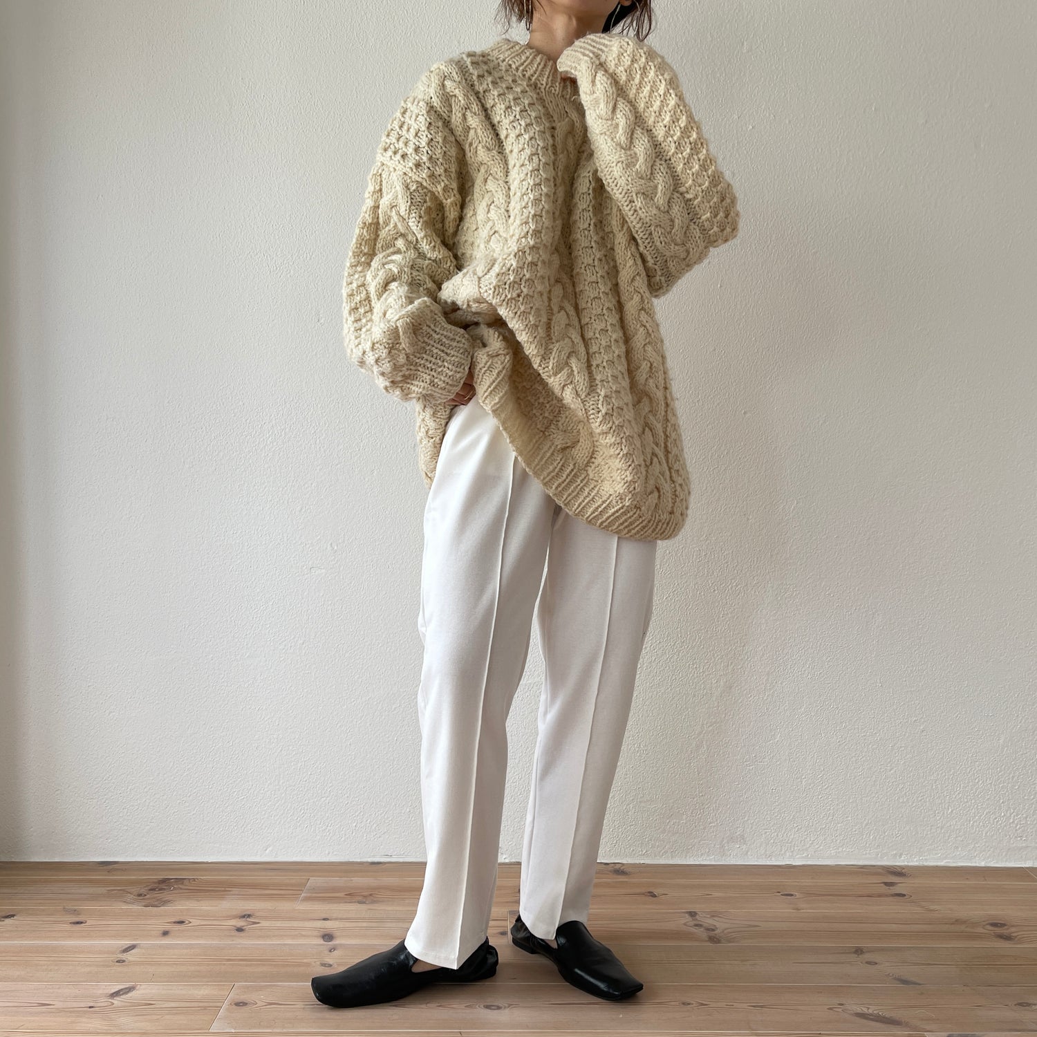 center line relax sweat pants / ivory