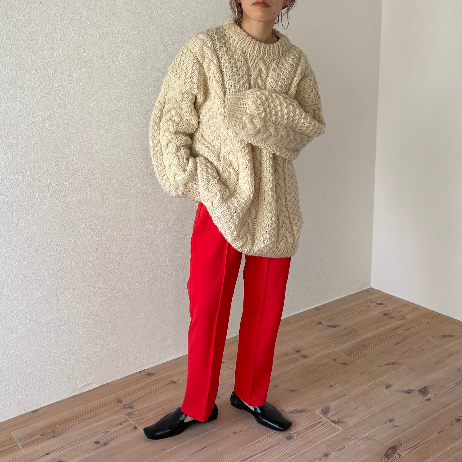 center line relax sweat pants / red