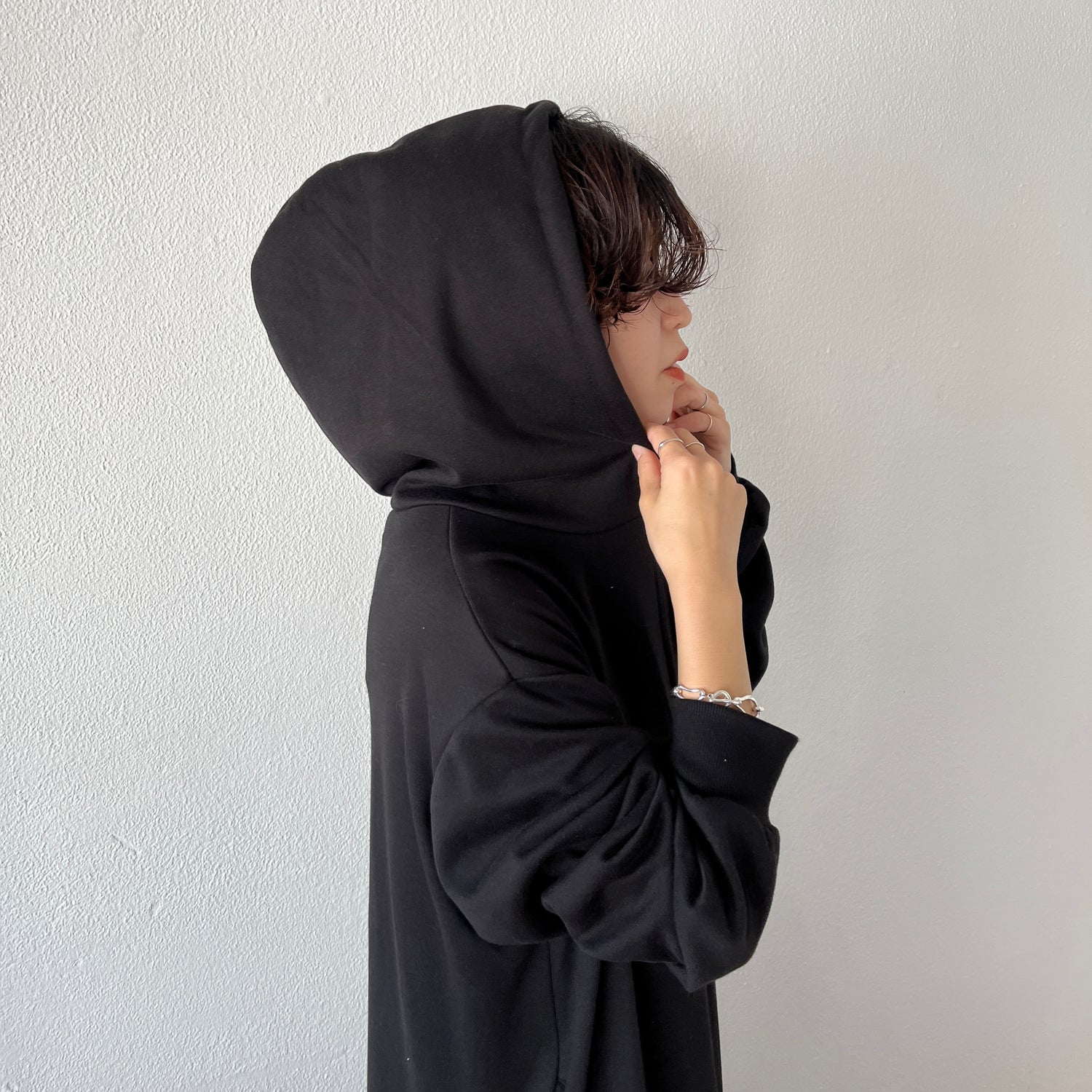daily sweat hoodie one piece / black