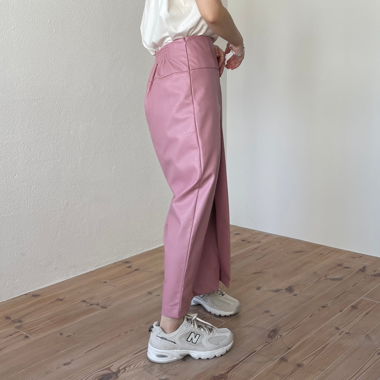 eco leather wrap skirt / pink （エコレザーラップスカート） | wee9s ...