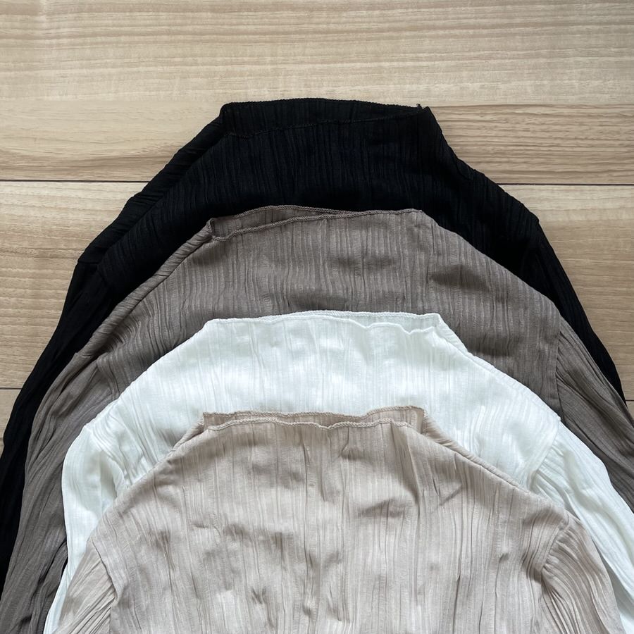 【SAMPLE】petit high neck wave knit tops / beige