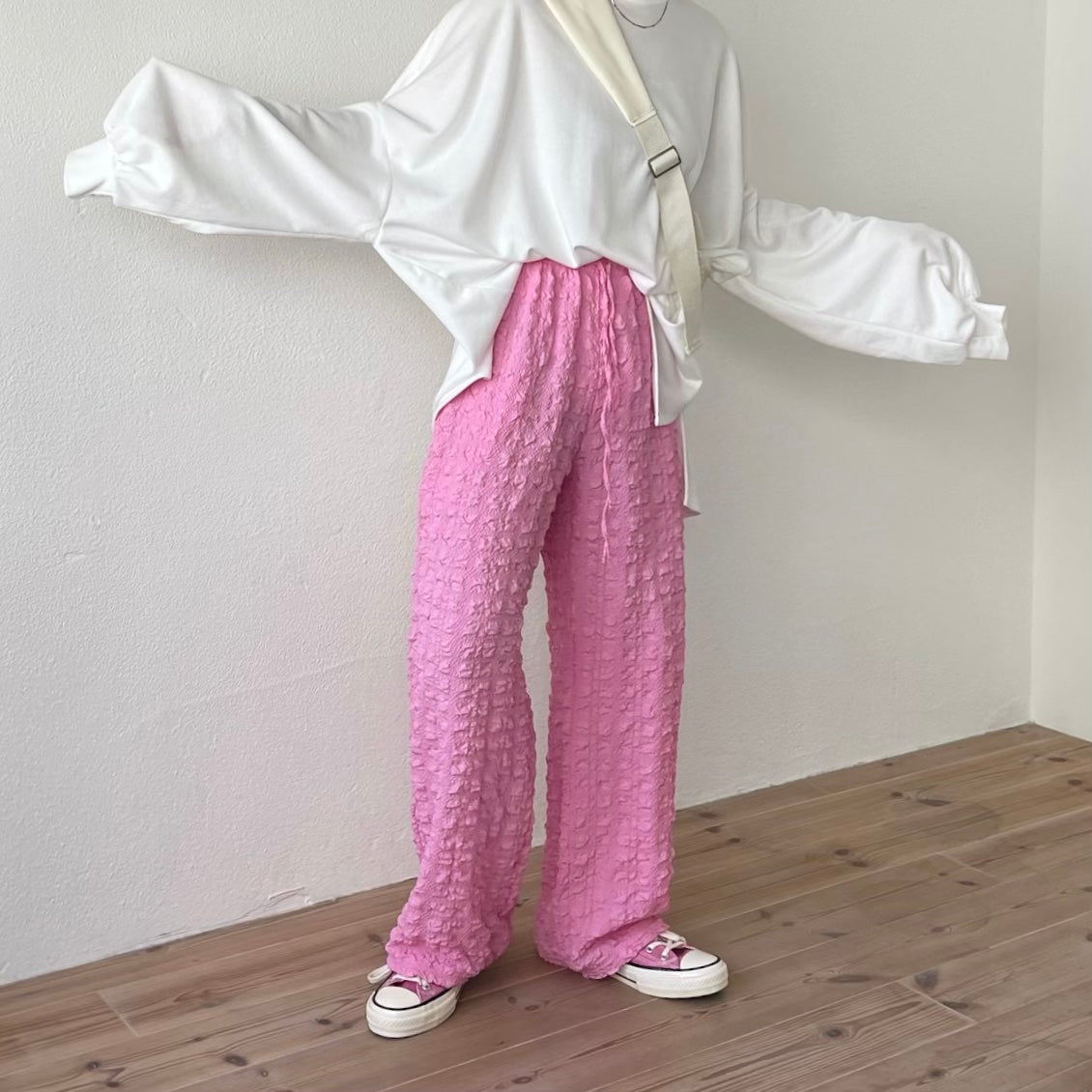 （セットで着て欲しい）non non iron pants / pink