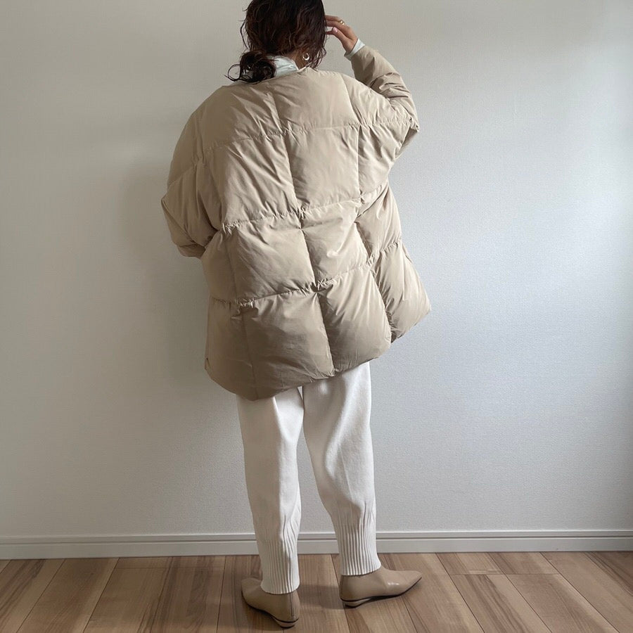 perfect silhouette down coat muffler set / beige
