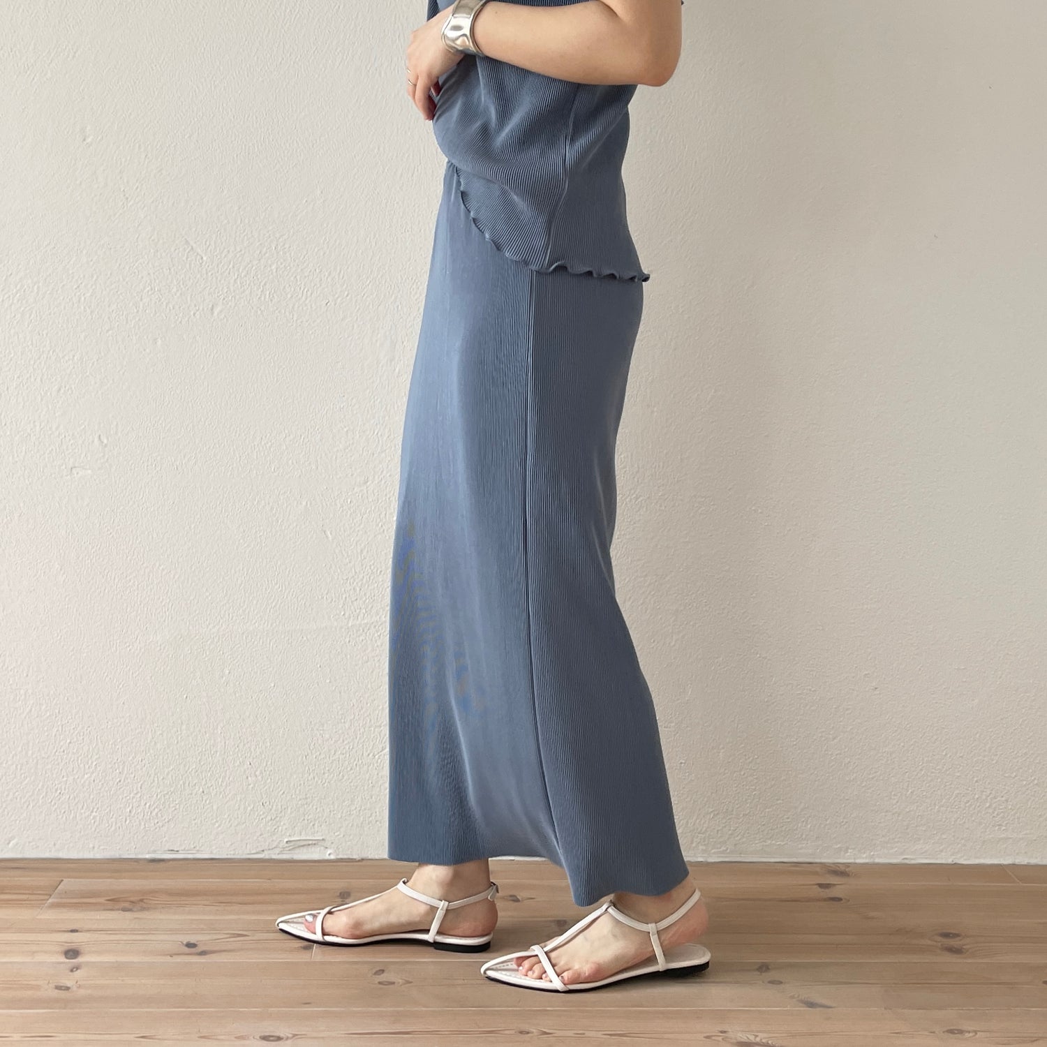 daily daily super stretch pleats skirt / blue