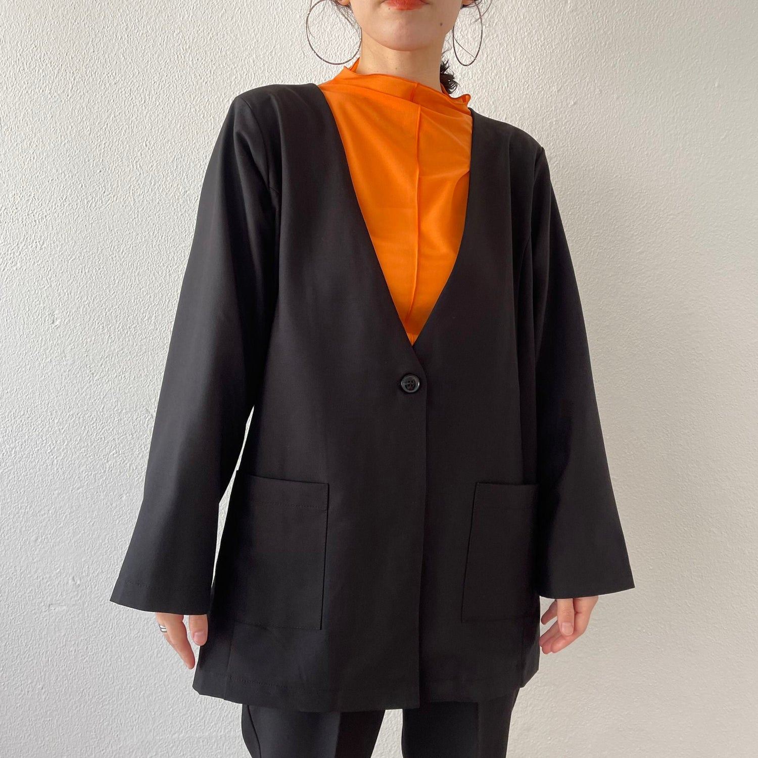 perfect silhouette no collar jacket / black