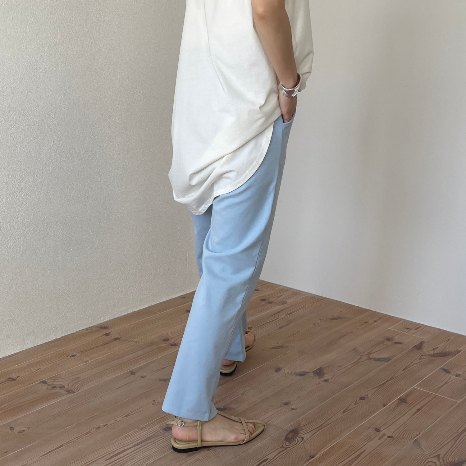 【SAMPLE】center line relax sweat pants / sky blue