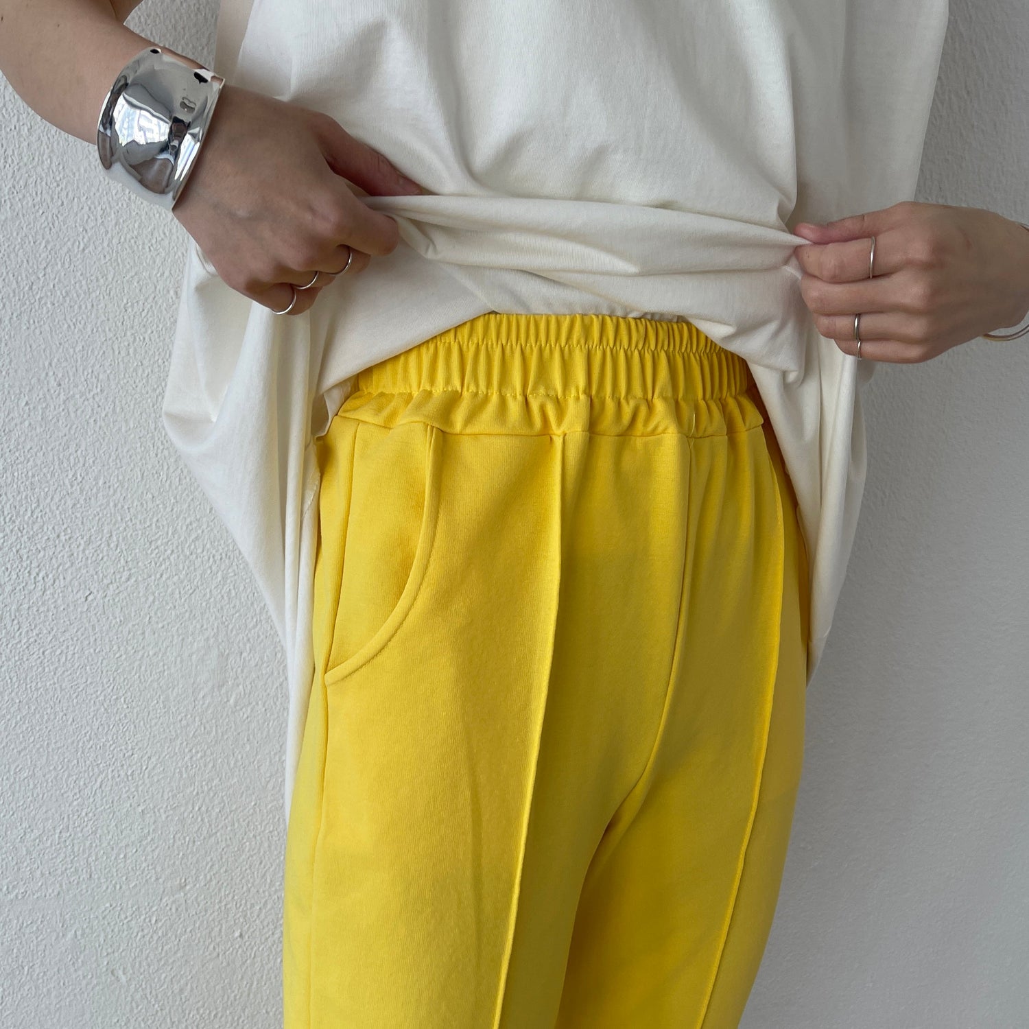 【SAMPLE】center line relax sweat pants / yellow