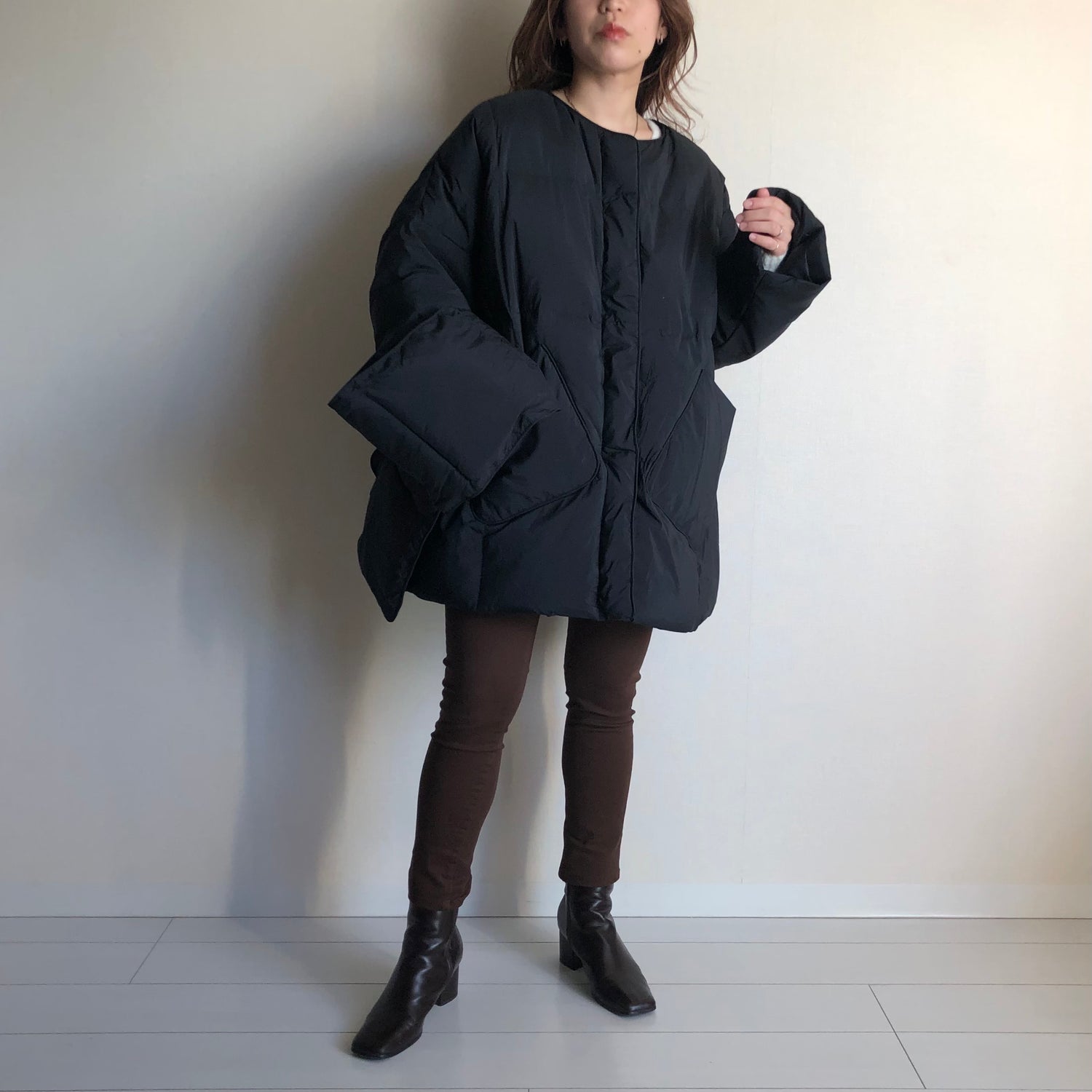 perfect silhouette down coat muffler set / black （パーフェクト