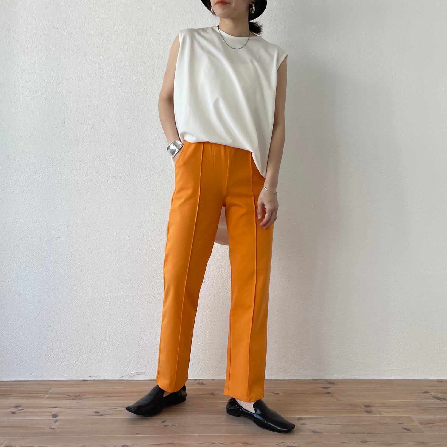 【SAMPLE】center line relax sweat pants / orange