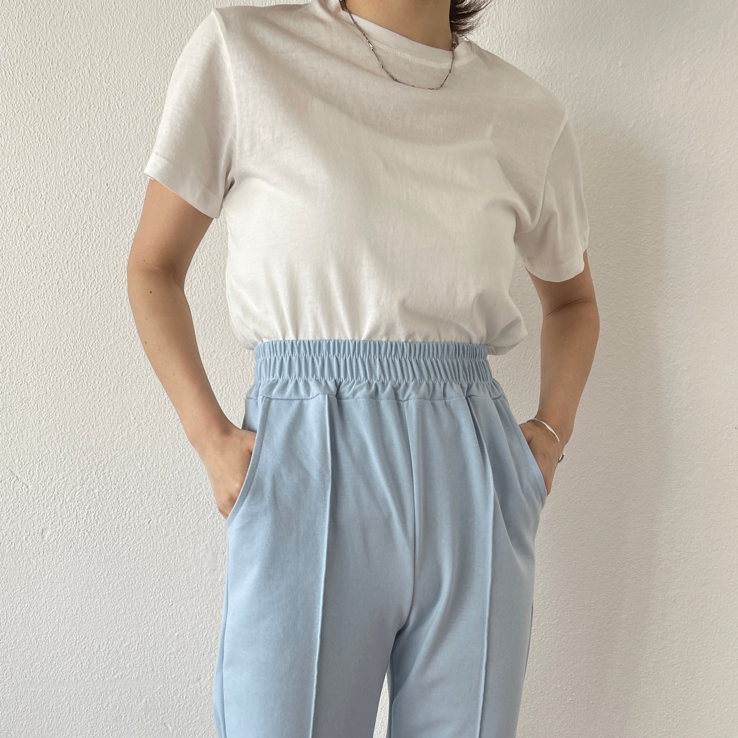 【SAMPLE】center line relax sweat pants / sky blue