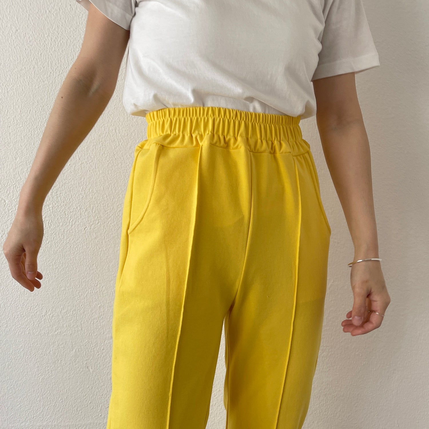 【SAMPLE】center line relax sweat pants / yellow