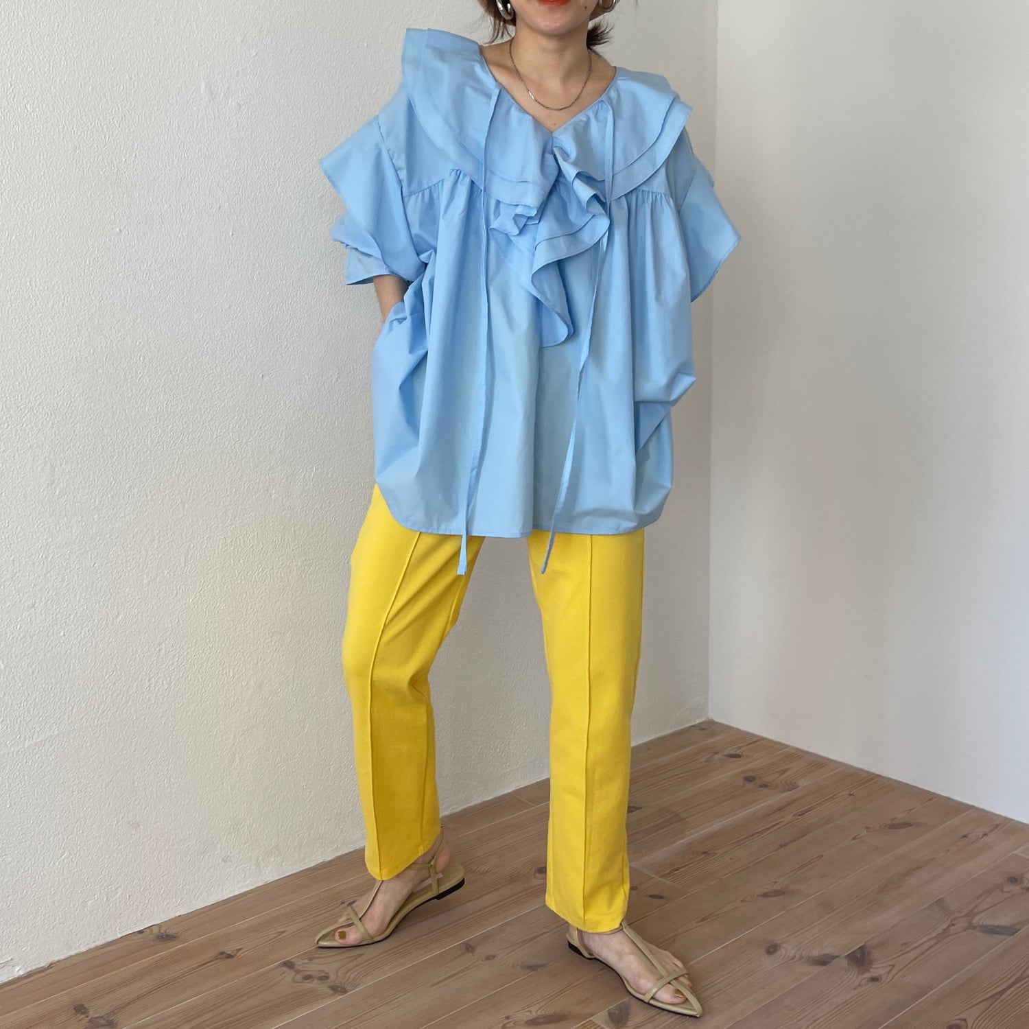 【SAMPLE】center line relax sweat pants / yellow