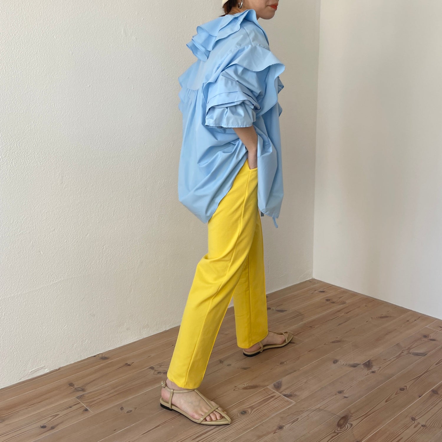 【SAMPLE】center line relax sweat pants / yellow