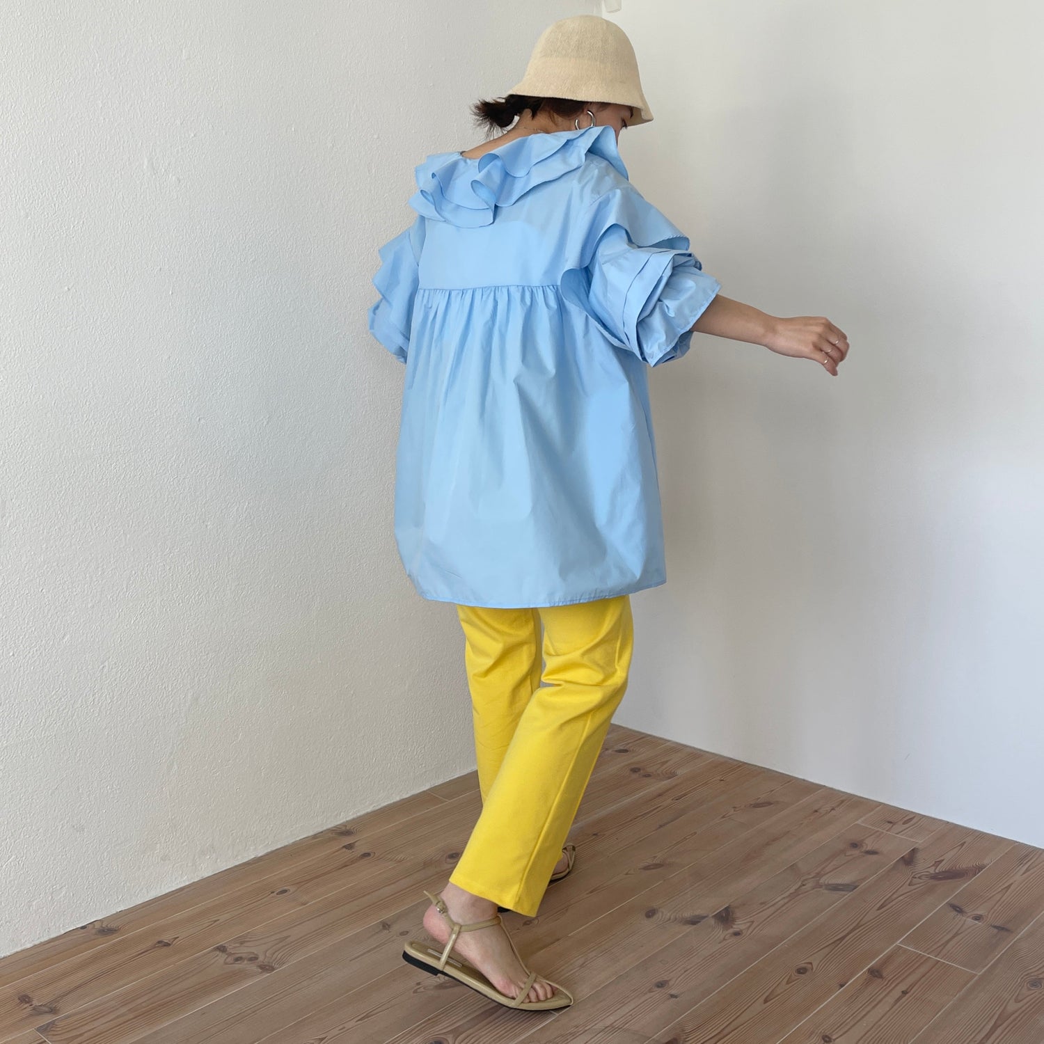 【SAMPLE】center line relax sweat pants / yellow