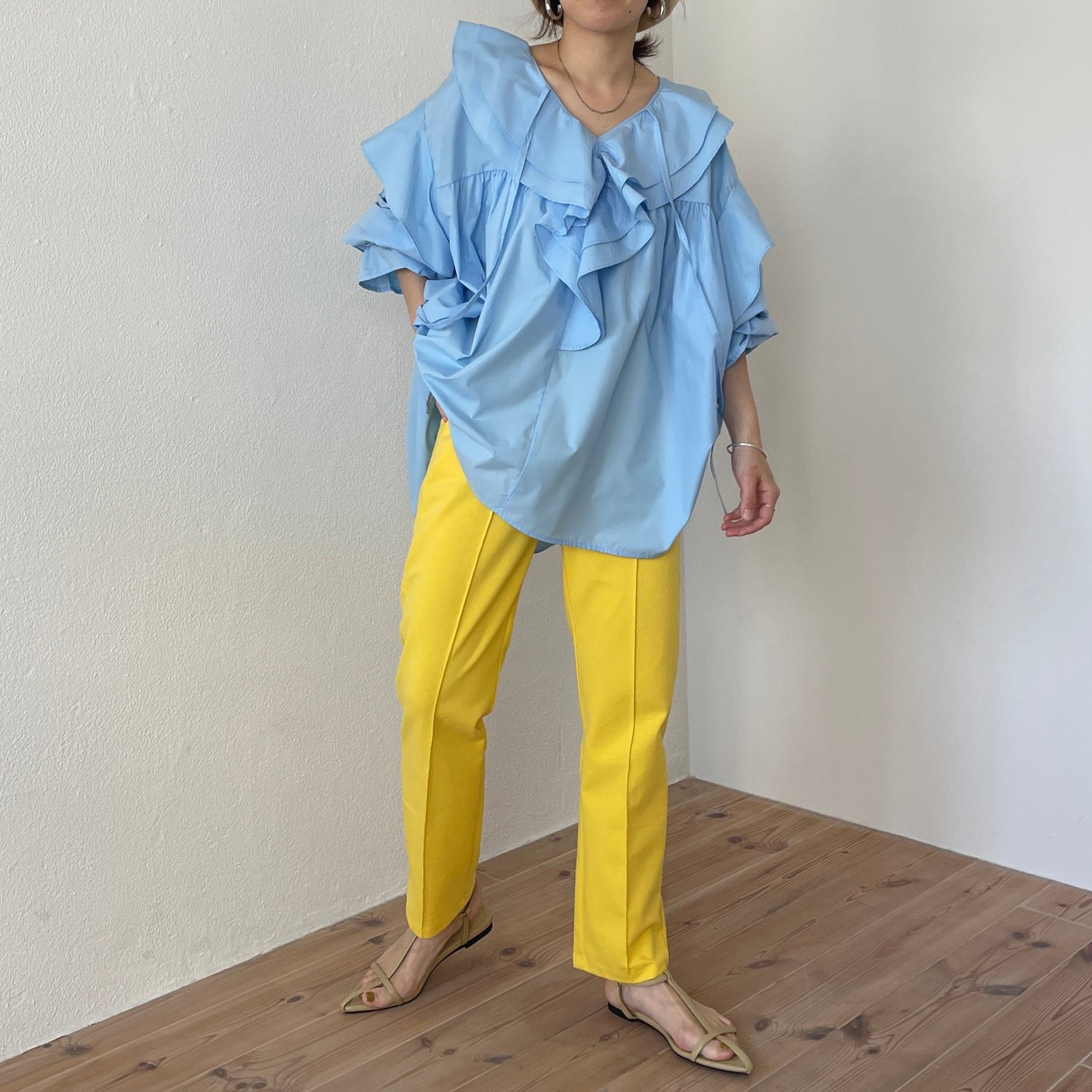 【SAMPLE】center line relax sweat pants / yellow