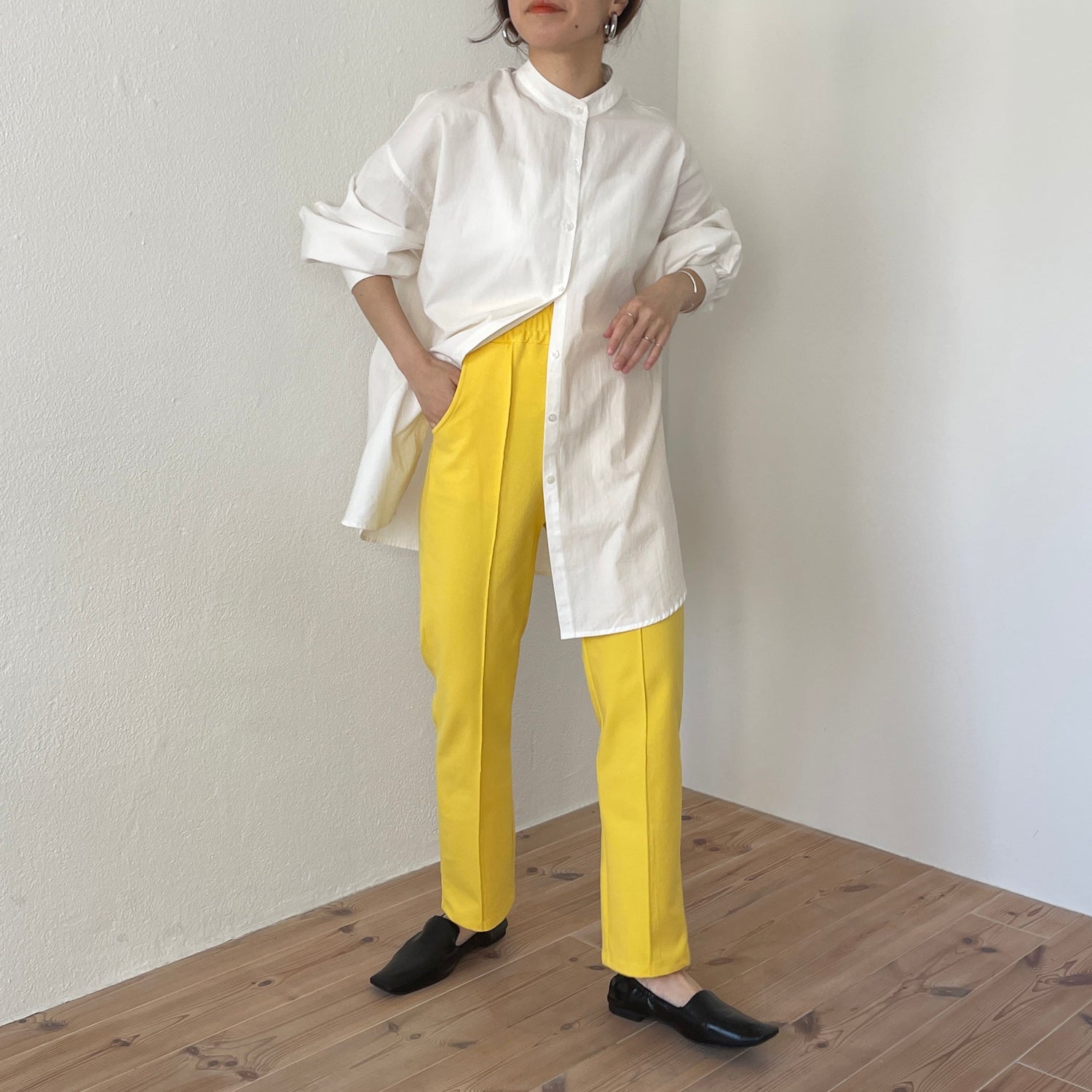 【SAMPLE】center line relax sweat pants / yellow