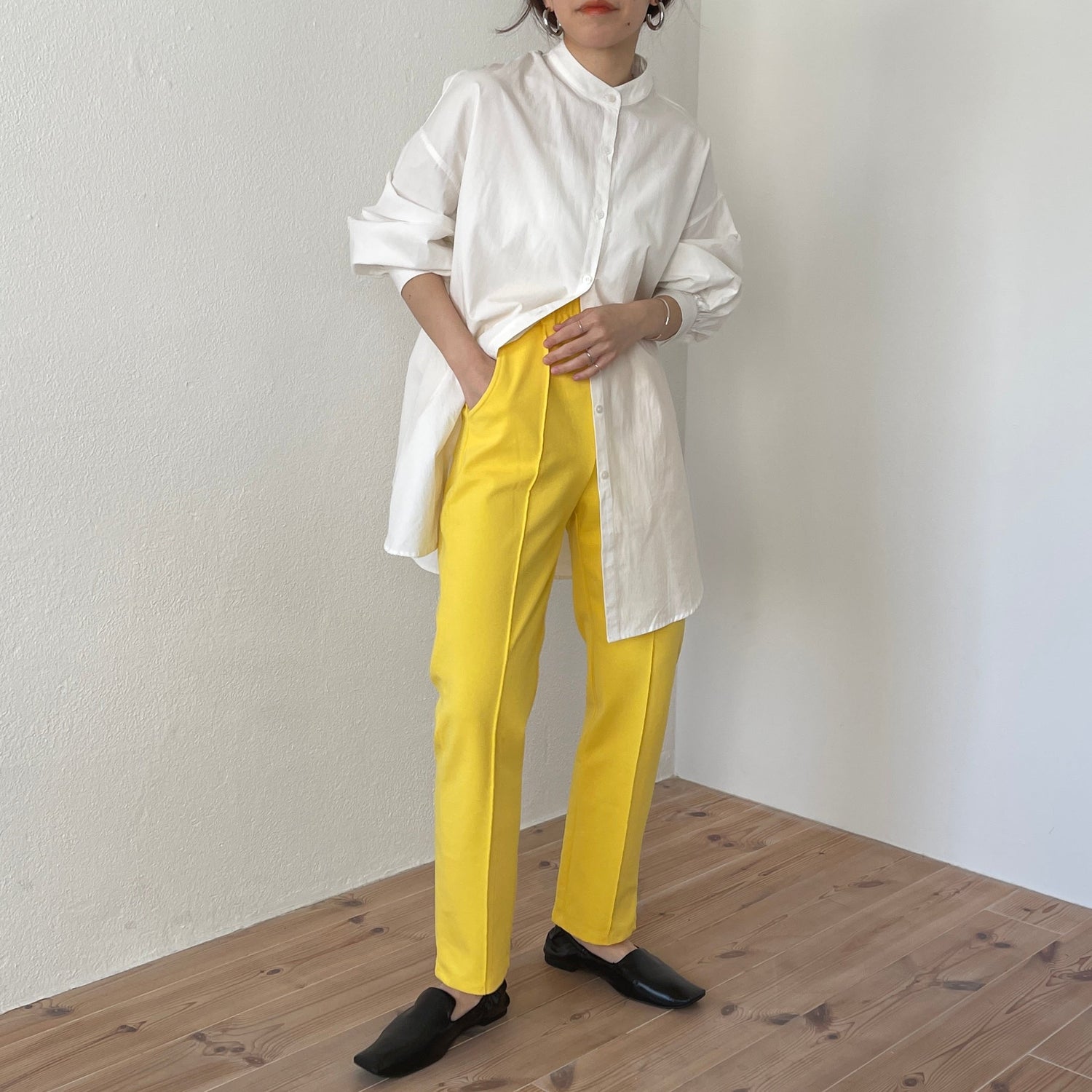 【SAMPLE】center line relax sweat pants / yellow