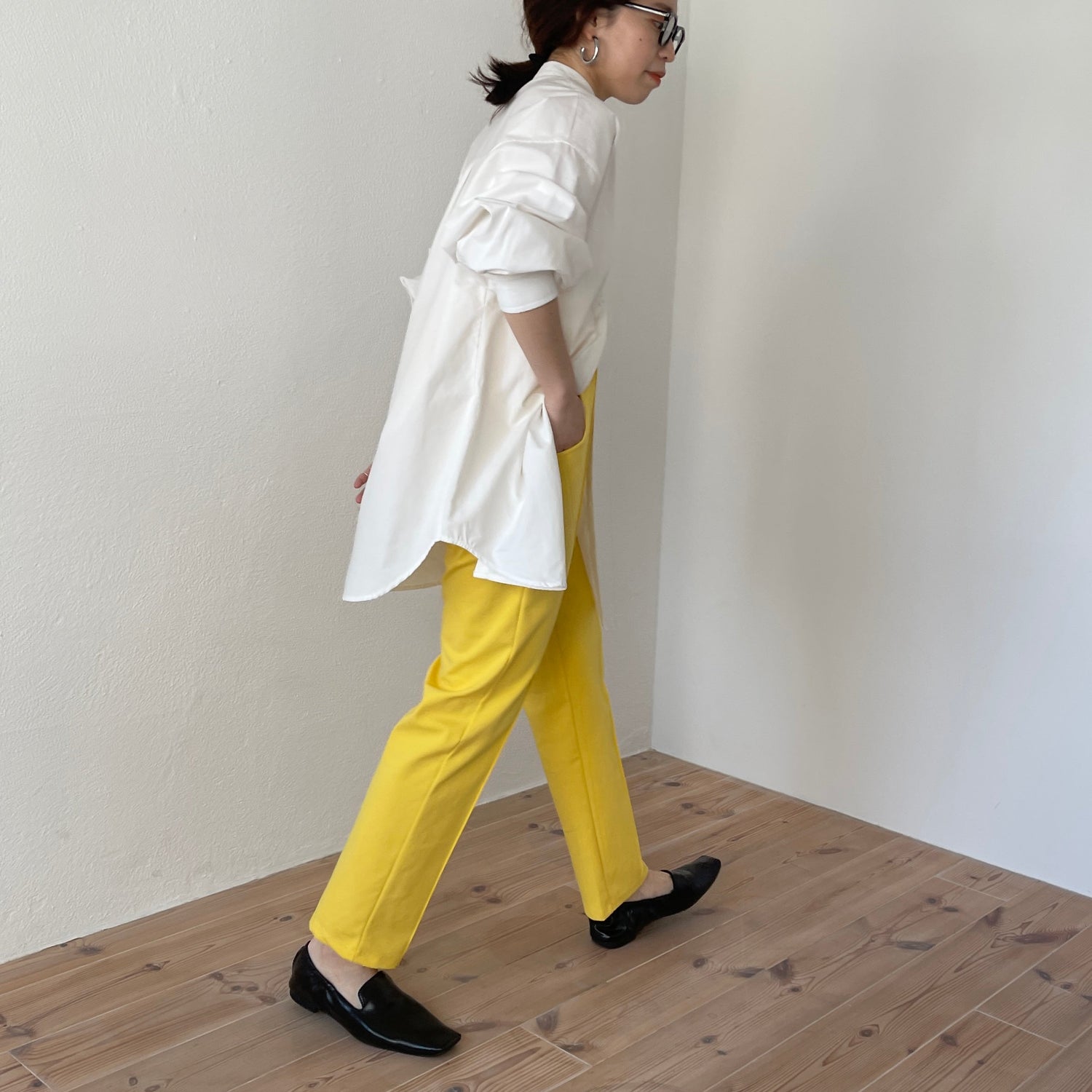 【SAMPLE】center line relax sweat pants / yellow