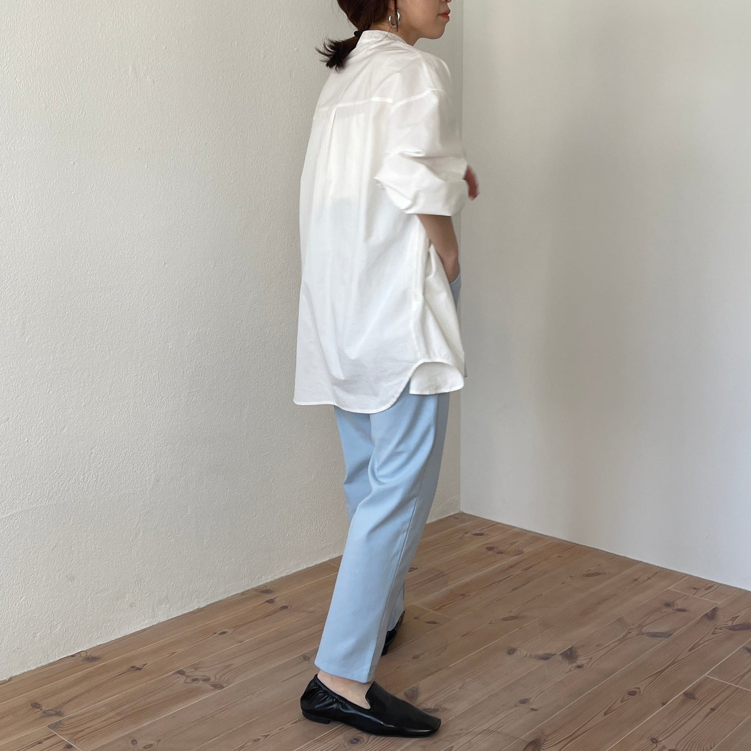 【SAMPLE】center line relax sweat pants / sky blue