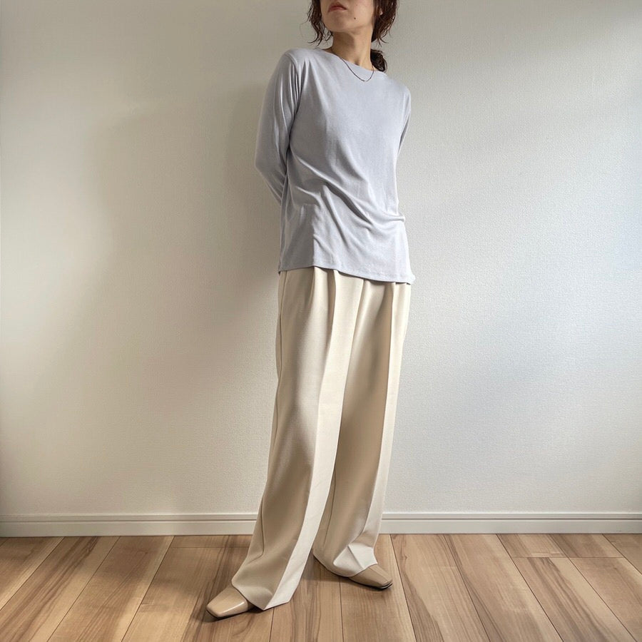【SAMPLE】high waist tuck wide pants / ivory