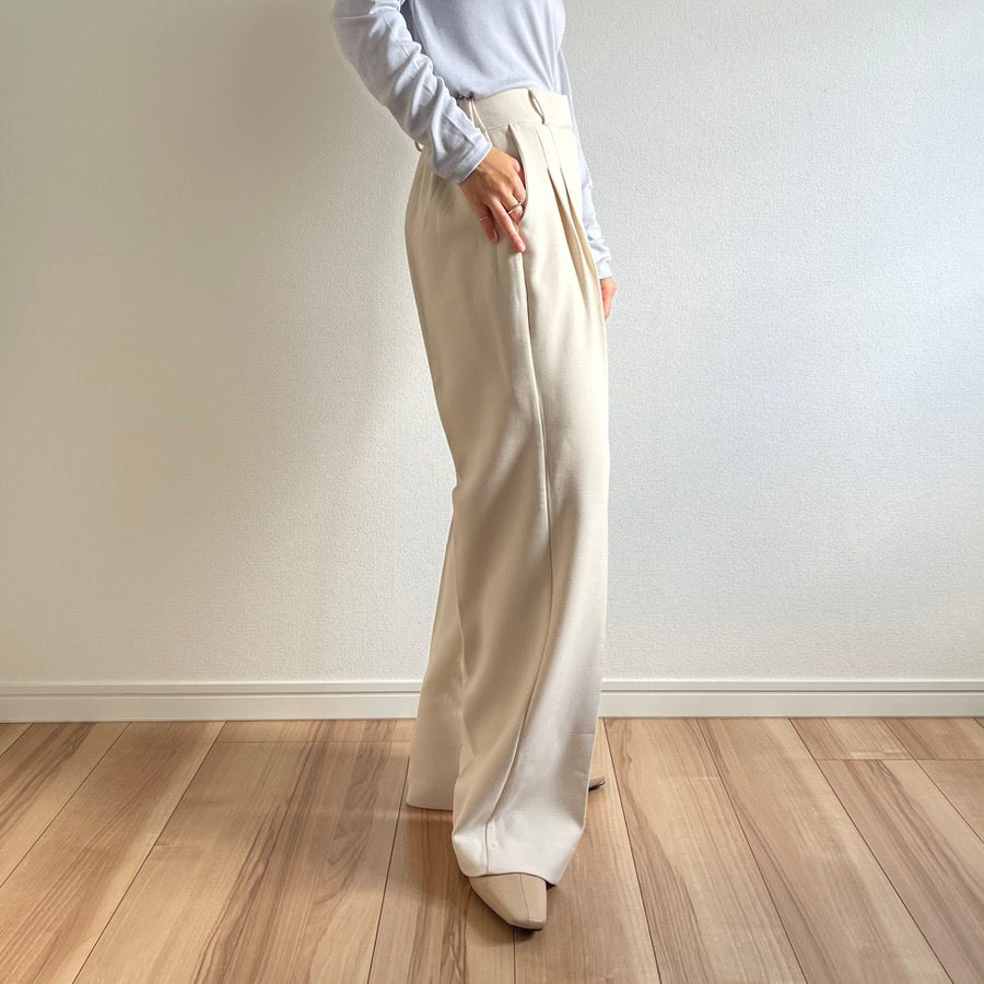 【SAMPLE】high waist tuck wide pants / ivory