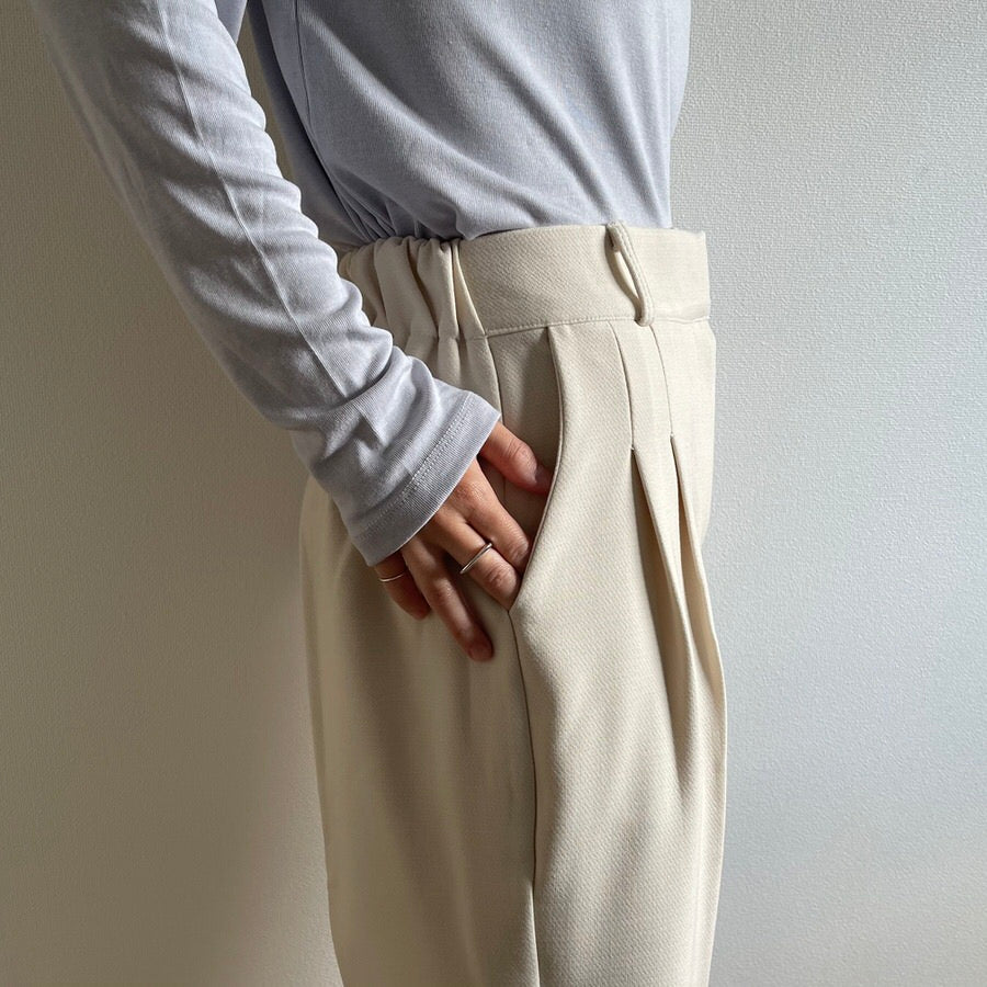 high waist tuck wide pants / ivory