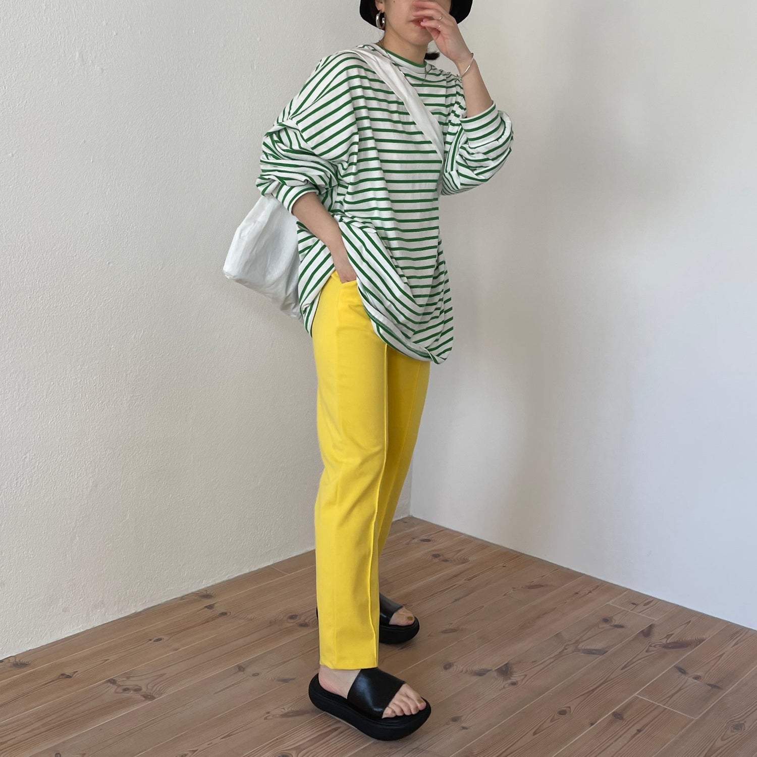 【SAMPLE】center line relax sweat pants / yellow