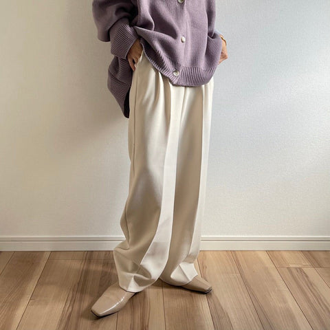 【SAMPLE】high waist tuck wide pants / ivory