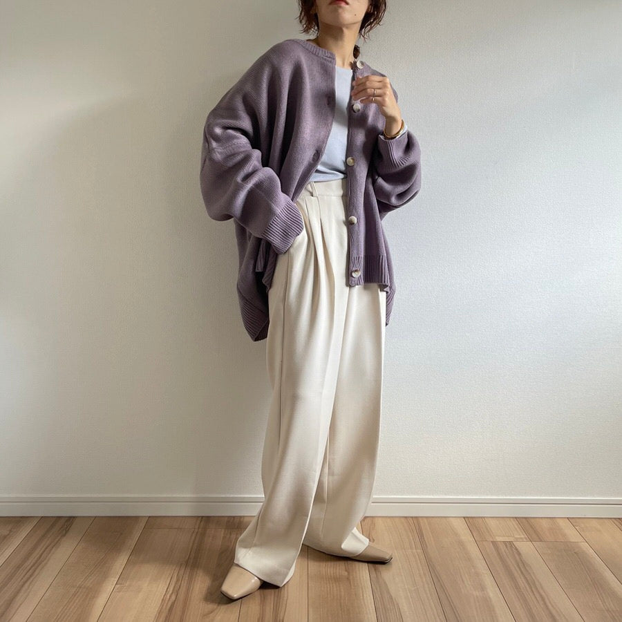 【SAMPLE】high waist tuck wide pants / ivory