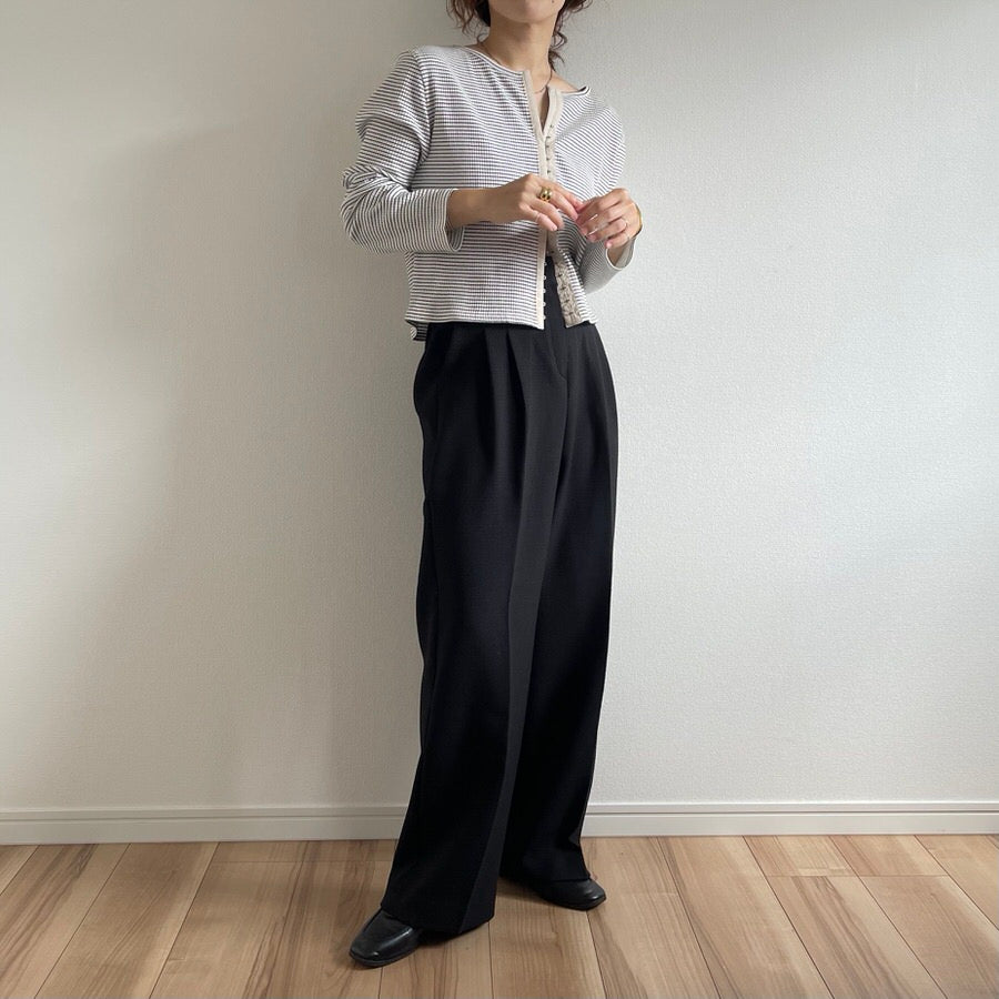 【natto】tuck wide pants / black