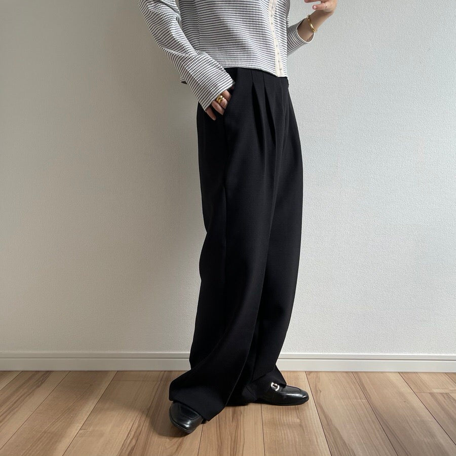 high waist tuck wide pants / black （ハイウエストタックワイド