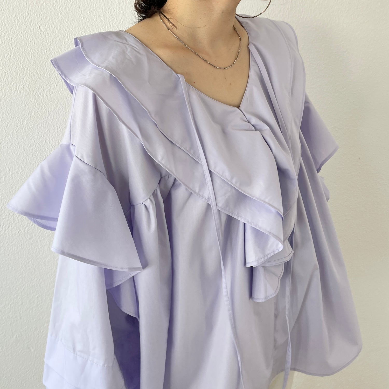 big collar frill blouse / lavender