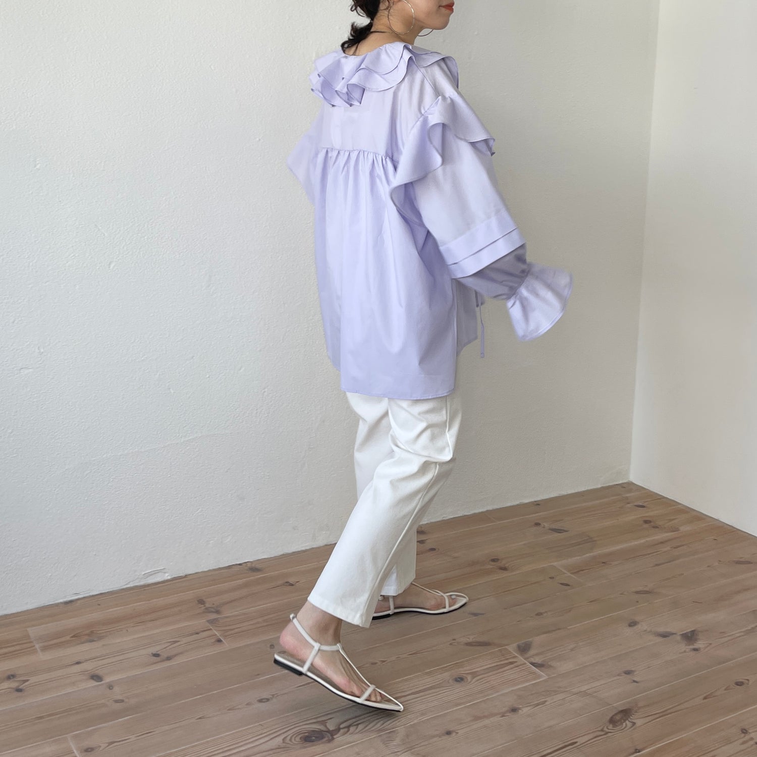 big collar frill blouse / lavender （ビッグカラーフリルブラウス