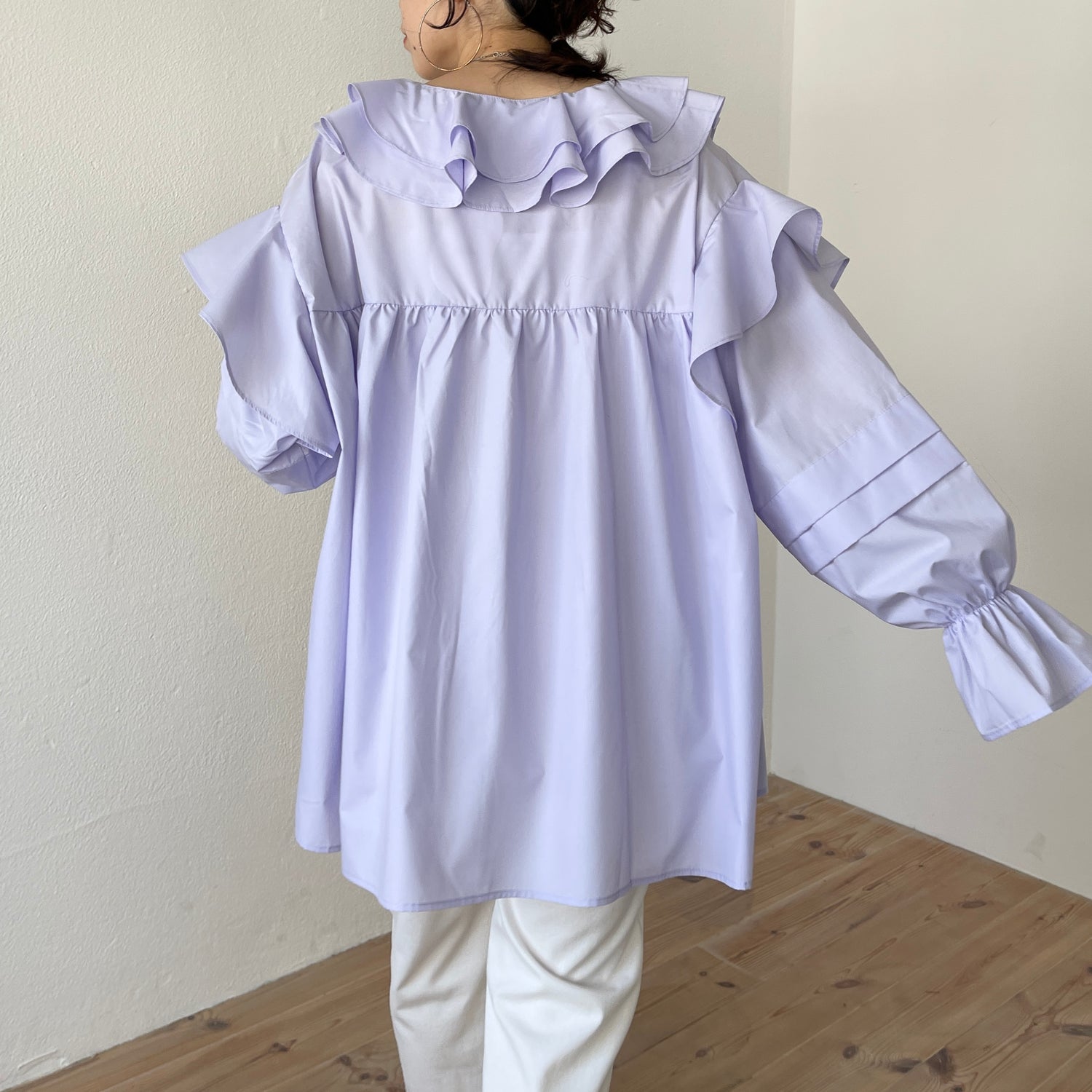 big collar frill blouse / lavender （ビッグカラーフリルブラウス 