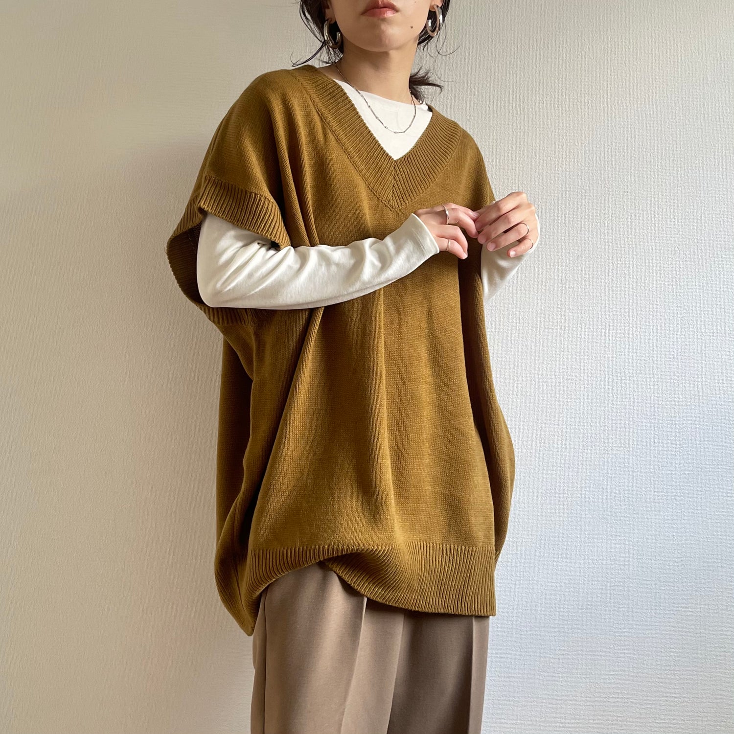 over size HOSOMIE vest / mustard （オーバーサイズホソミエベスト