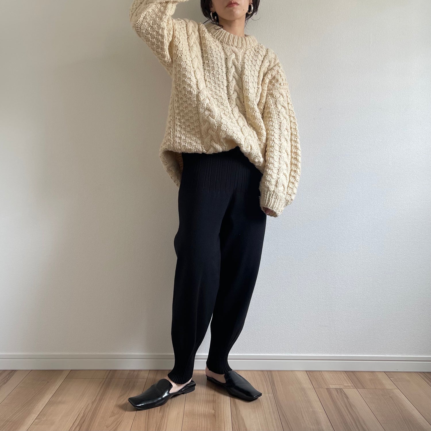 relax knit pants / black