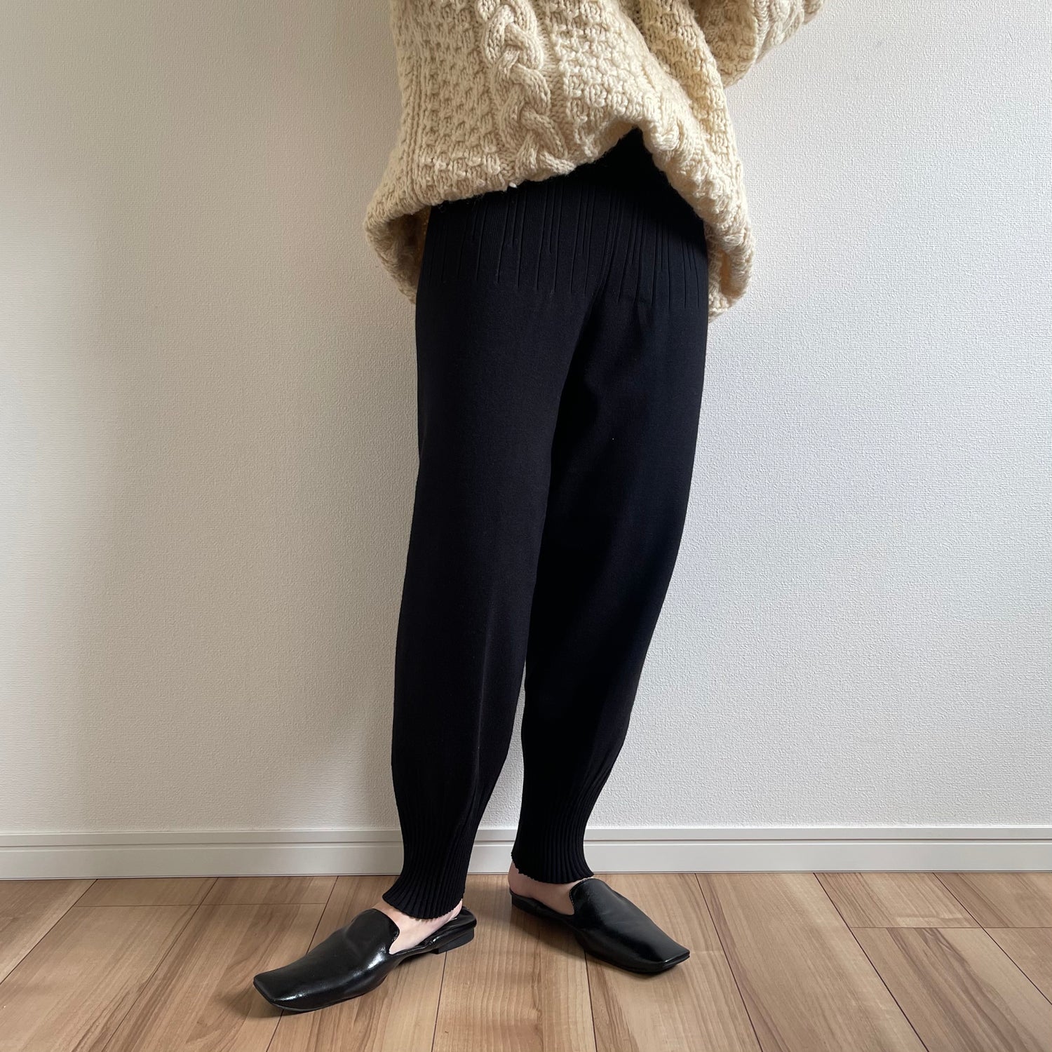 relax knit pants / black （リラックスニットパンツ） | wee9s