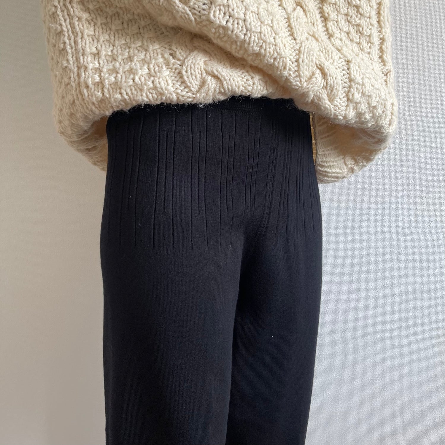 relax knit pants / black