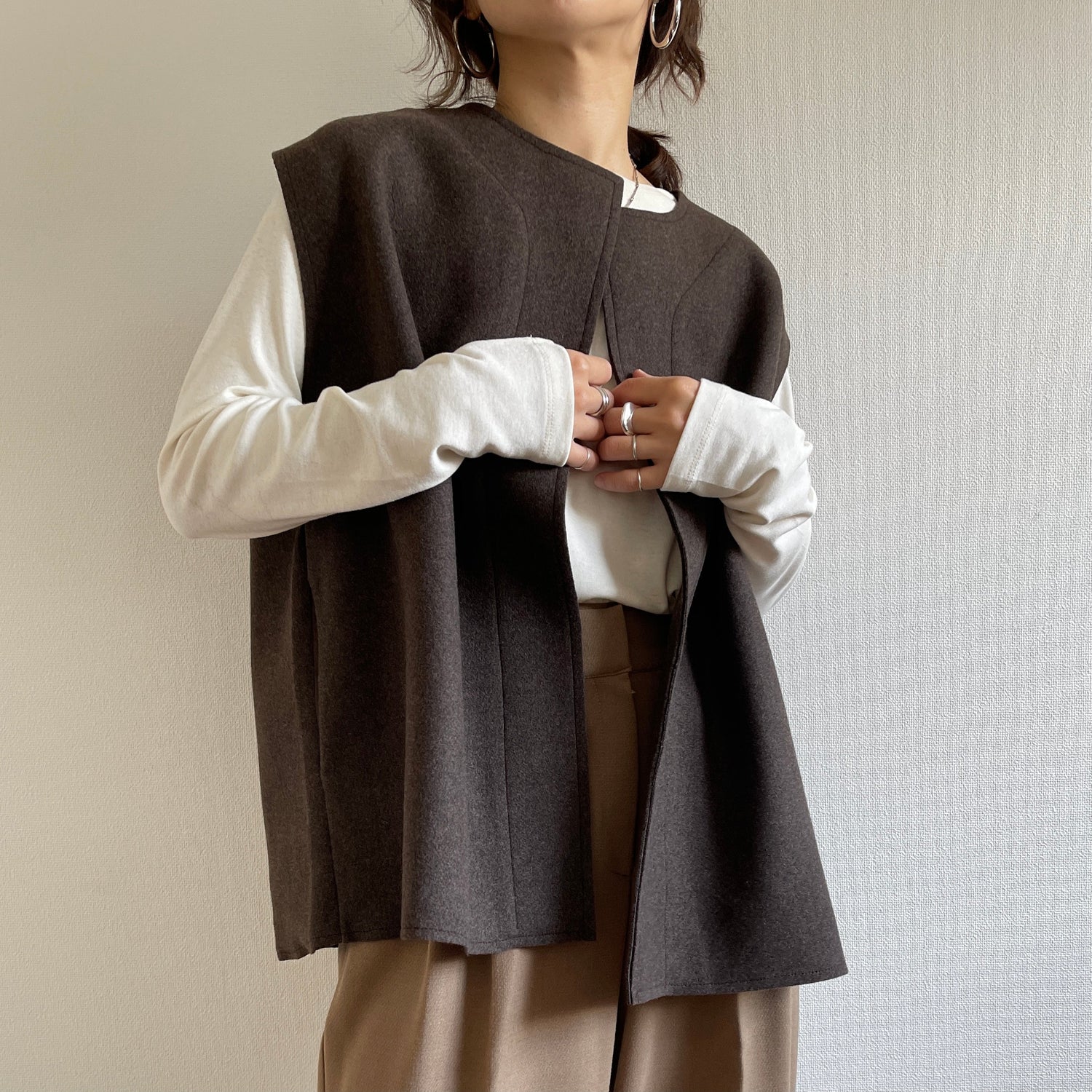【SAMPLE】wool box vest / brown