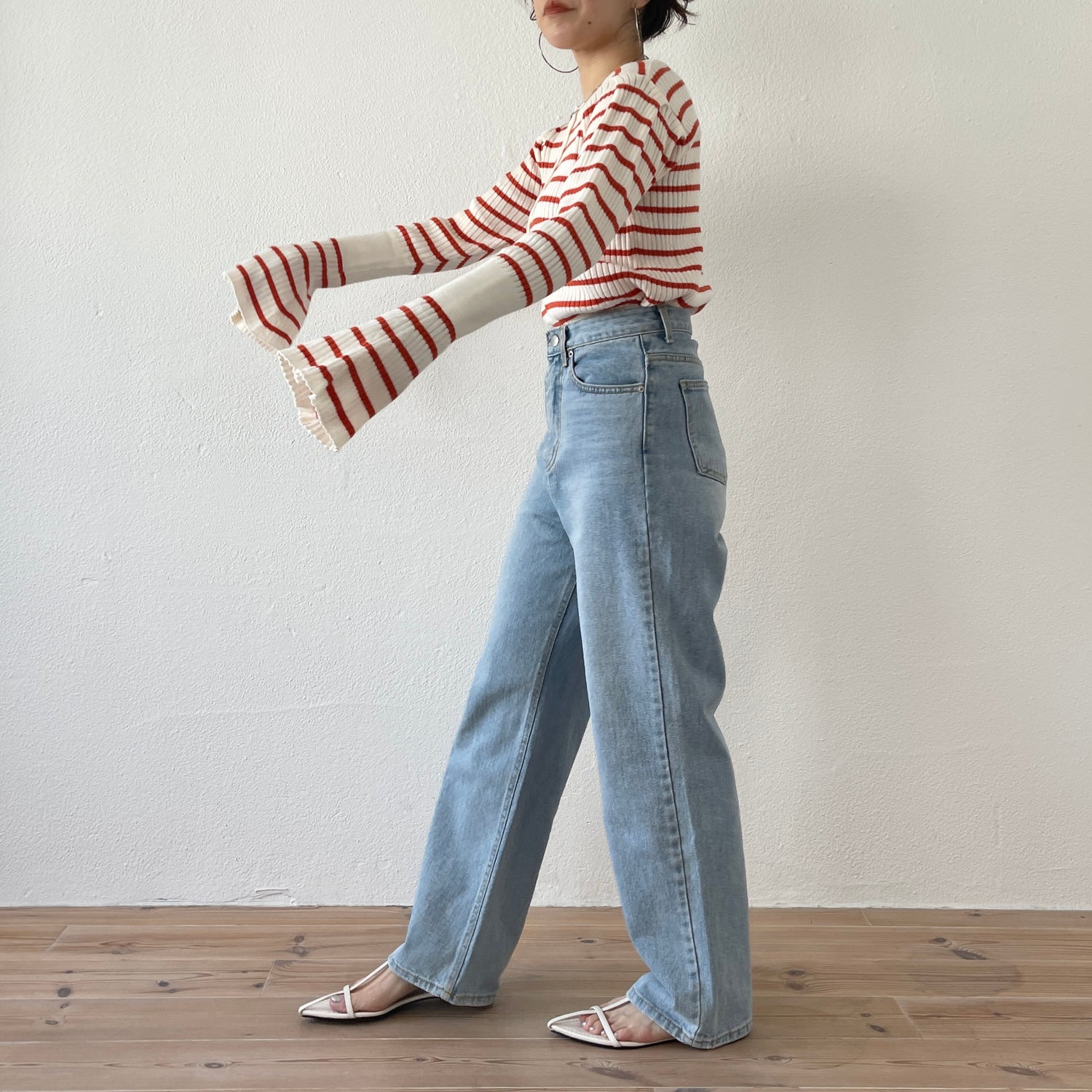 flare sleeve knit po / orange