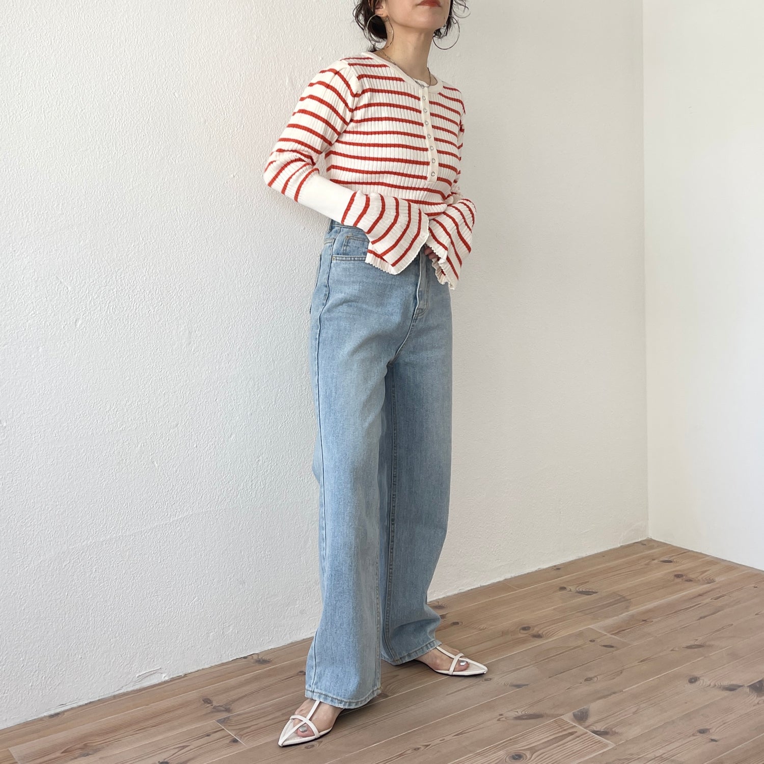 flare sleeve knit po / orange