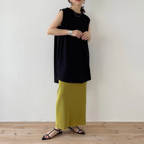 daily daily long tank top / black