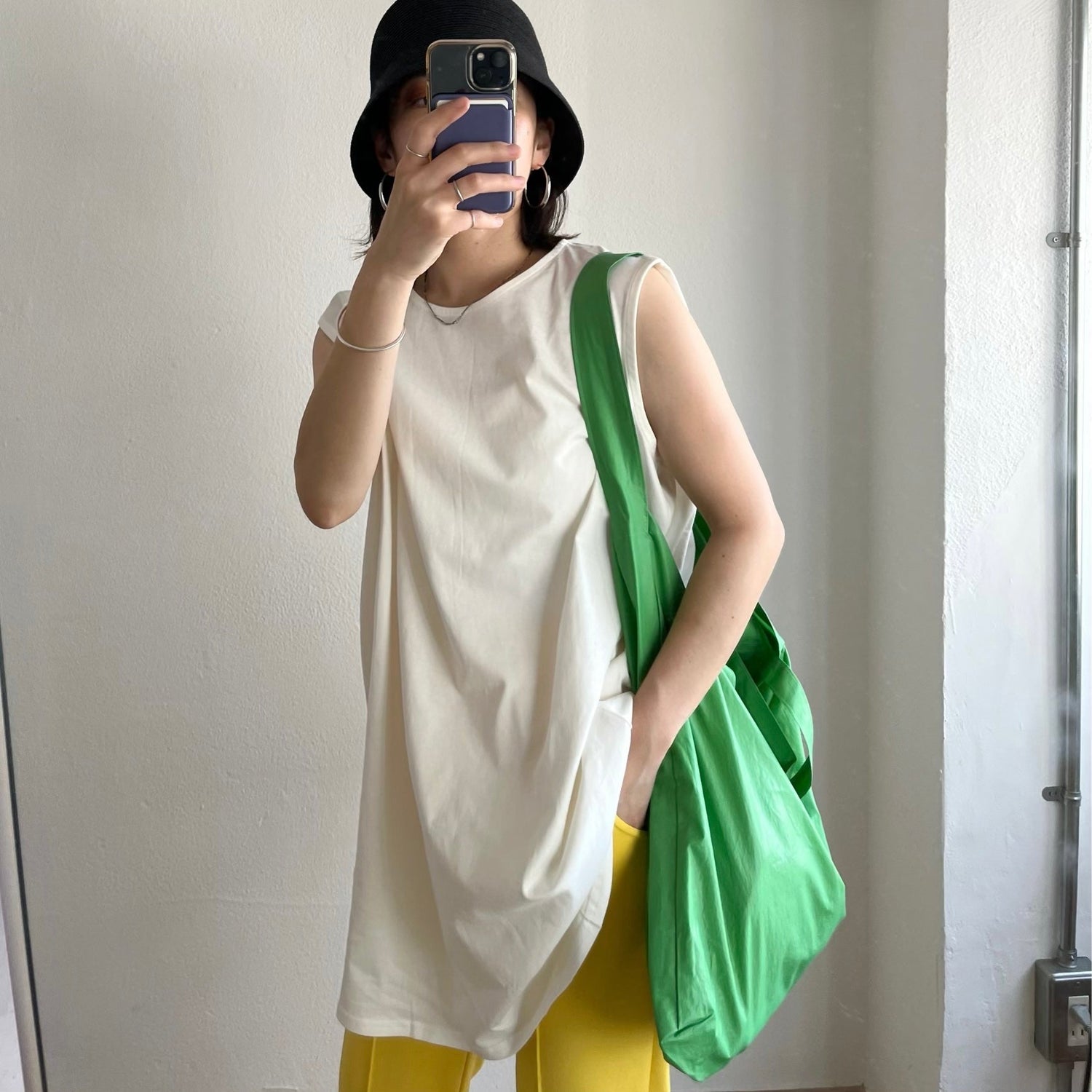 【SAMPLE】2way wide shoulder tote bag（blackのみ）